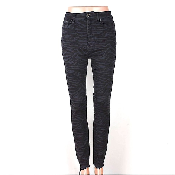 Zara Zebra / Animal Print Premium Denim Skinny High Rise Ankle Jeans - Picture 5 of 12